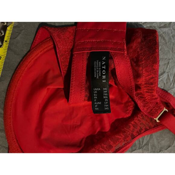 NWT Natori Lace Underwire Bra Red 34G Supportive Full Coverage Lingerie - Picture 4 of 4